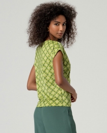 T-shirt sans manches col bateau vert