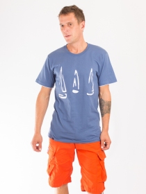 Tee shirt Ship cruise fond bleu design blanc