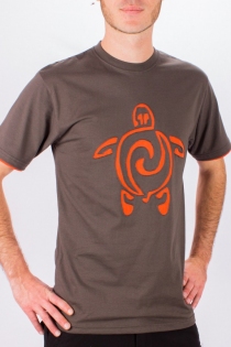 T-shirt Tortue Fond Brun design Orange