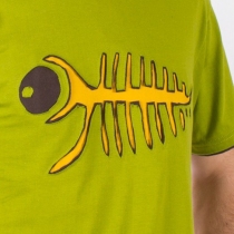 T-shirt Trippy Fish Fond vert Lime design Jaune & Brun