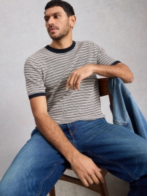 Tee shirt maille rayures bleu