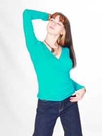 Top cache coeur bleu turquoise