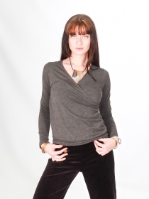 Top cache coeur gris chine