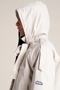Trench court &agrave; capuche et lani&egrave;res longues Tuileries craie