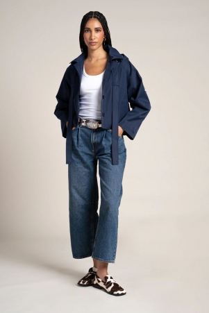 Trench court � capuche et lani�res longues Tuileries indigo