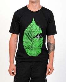 Tee shirt Stitching Leaf noir