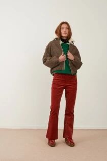 VESTE CAMPUS PIED DE POULE CHOCO