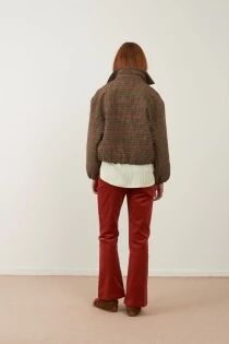 VESTE CAMPUS PIED DE POULE CHOCO