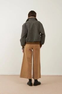 VESTE CAMPUS PIED DE POULE GRIS