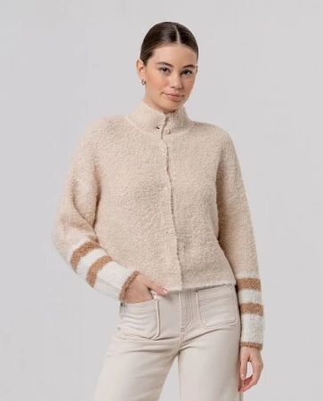 Veste col chemin�e � motifs Beige