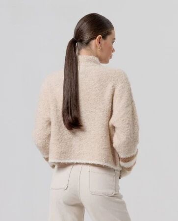 Veste col chemin�e � motifs Beige