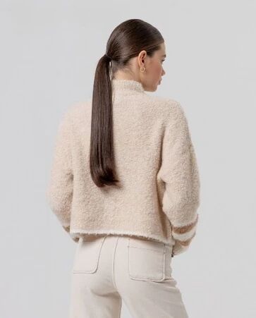 Veste col chemin�e � motifs Beige