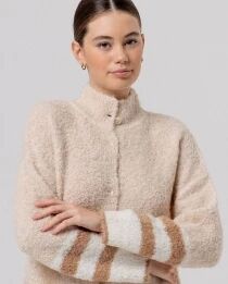 Veste col chemin&eacute;e &agrave; motifs Beige