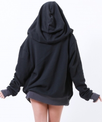 Veste longue oversized à capuche Lanza noire