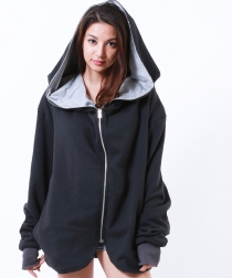 Veste longue oversized à capuche Lanza noire